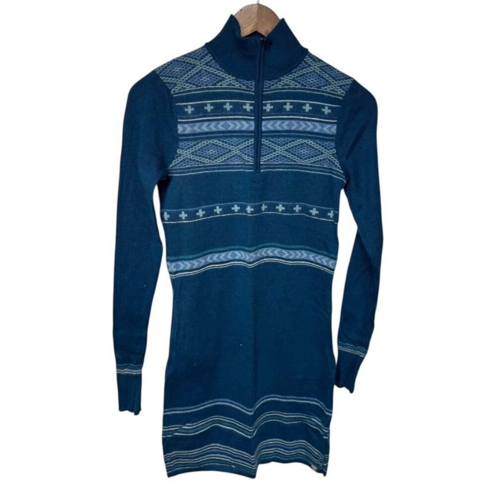 Title Nine Superpower 1/4 Zip Sweaterdress Blue Size Small